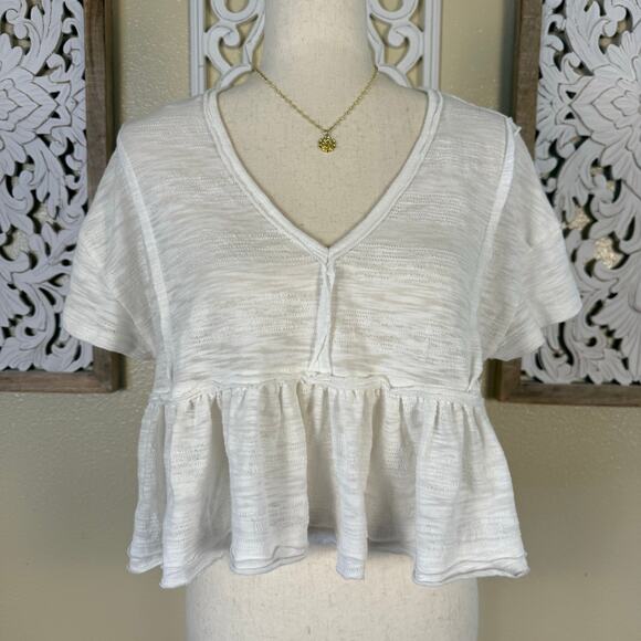 Altar'd State Tops - Altar’d State | Boho Bohemian Flowy Babydoll Short Sleeve Cropped Top Small